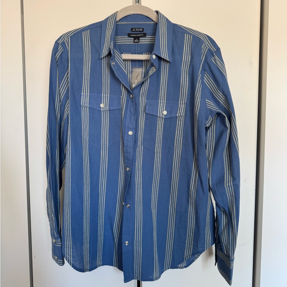 J. Crew Western style striped shirts in blue/yellow - Picture 5 of 9